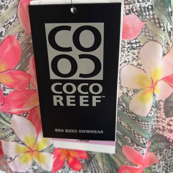 Coco Reef NWT Tropical Floral Mesh Halter Tankini Swim Top Size 38D - Picture 10 of 16